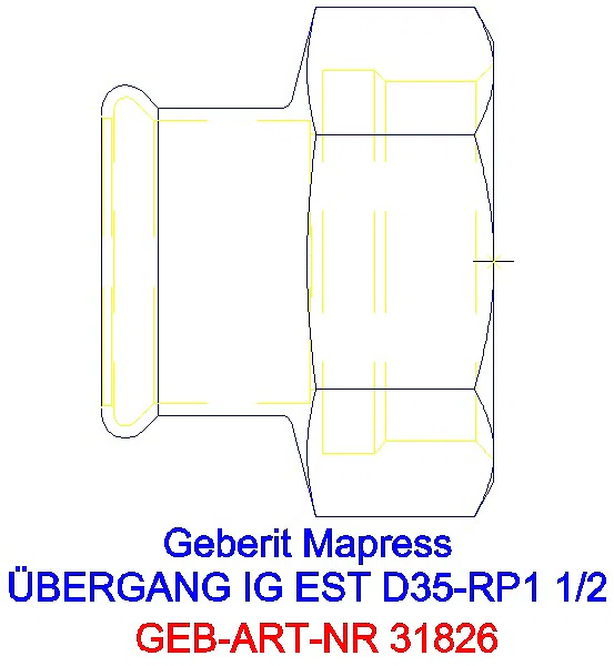 GE Mapress Edelstahl Übergang mit IG d35-Rp1 1/2_31826_G
