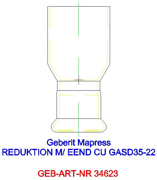 GE Mapress Kupfer Reduktion mit Einschubende (Gas blau) d35-22_34623_G