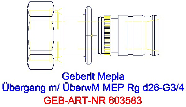 GE Mepla Übergang mit Überwurfmutter Rg d26-G3/4_603.583.00.5_A