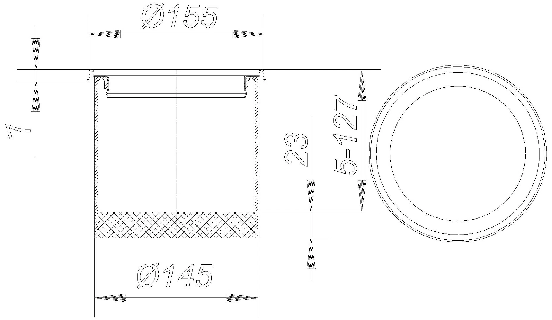 DALLMER Aufsatzrahmen VER 15, V4A, d: 155 mm