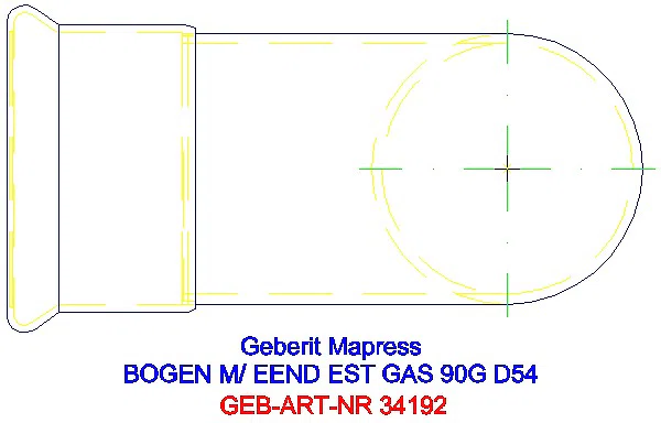 GE Mapress Edelstahl Bogen 90Gr d54 mit Einschubende (Gas)_34192_G