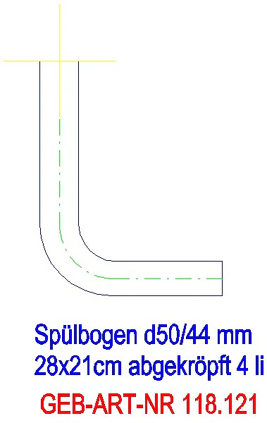 GE Spülbogen 90Gr 28x21 cm links gekröpft 4 cm weiß-alpin d50/44_118.121.11.1_L