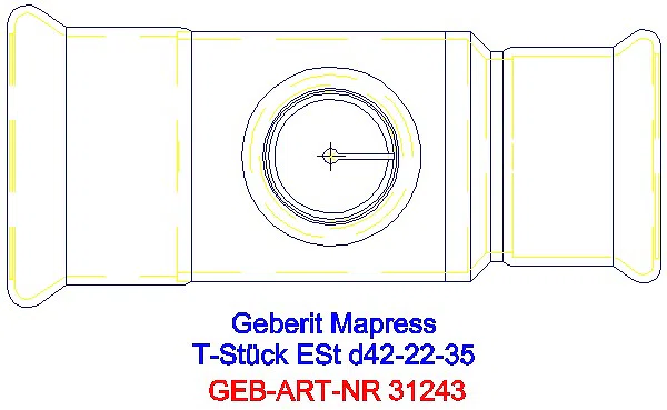 GE Mapress Edelstahl T-Stück reduziert d42-22-35_31243_G
