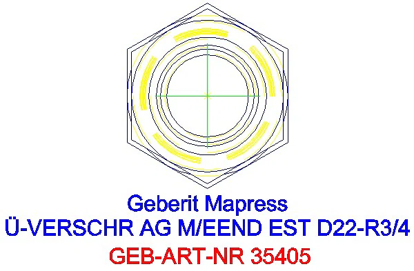 GE Mapress Edelstahl Übergangsverschr. mit AG und Einschubende d22-R3/4_35405_L