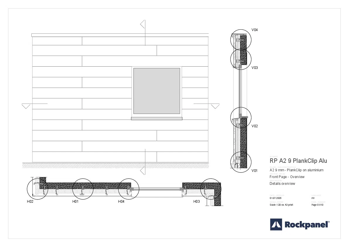 Rockpanel A2 9 mm - PlankClip auf Aluminium-Unterkonstruktion
