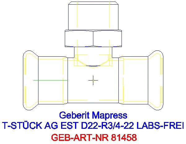 GE Mapress Edelstahl T-Stück mit AG (LABS-frei) d22-R3/4-22_81458_A