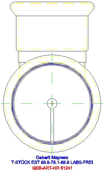 GE Mapress Edelstahl T-Stück reduziert (LABS-frei) d88,9-76,1-88,9_81241_L