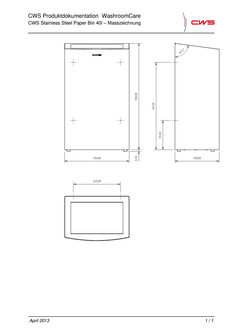 Stainless Steel Paper Bin 40l