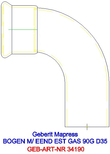 GE Mapress Edelstahl Bogen 90Gr d35 mit Einschubende (Gas)_34190_A