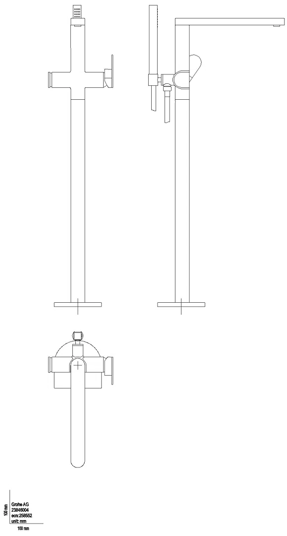 GROHE EH-Wannenbatterie Plus 23846_4 Bodenmontage FMS hard graphite gebürstet