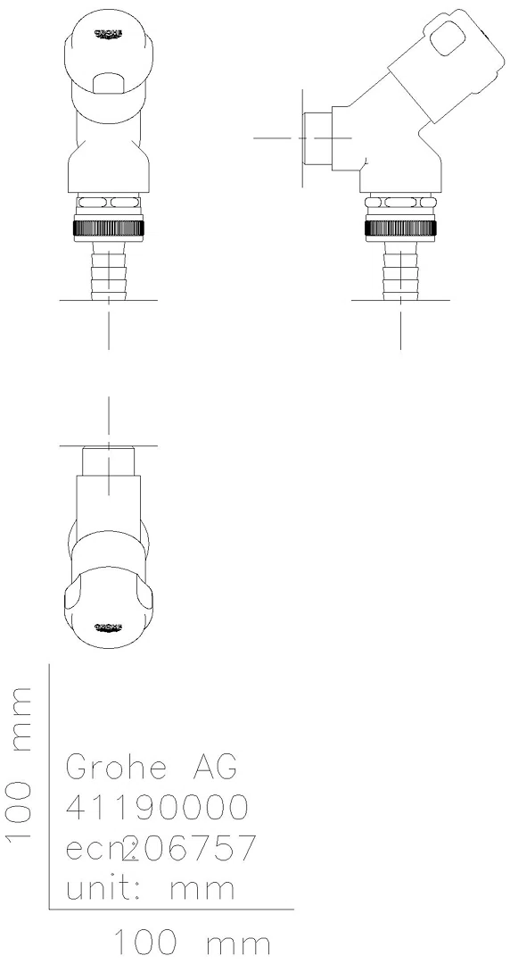 GROHE Armaturenkombination 41190 DN15 Schrägsitzausführung Rohrbelüft. C chrom