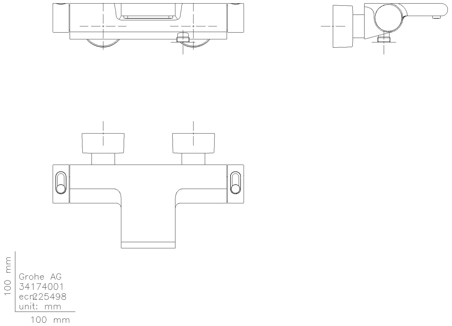 GROHE THM-Wannenbatterie Grohtherm 2000 34174_1 Wandmontage chrom