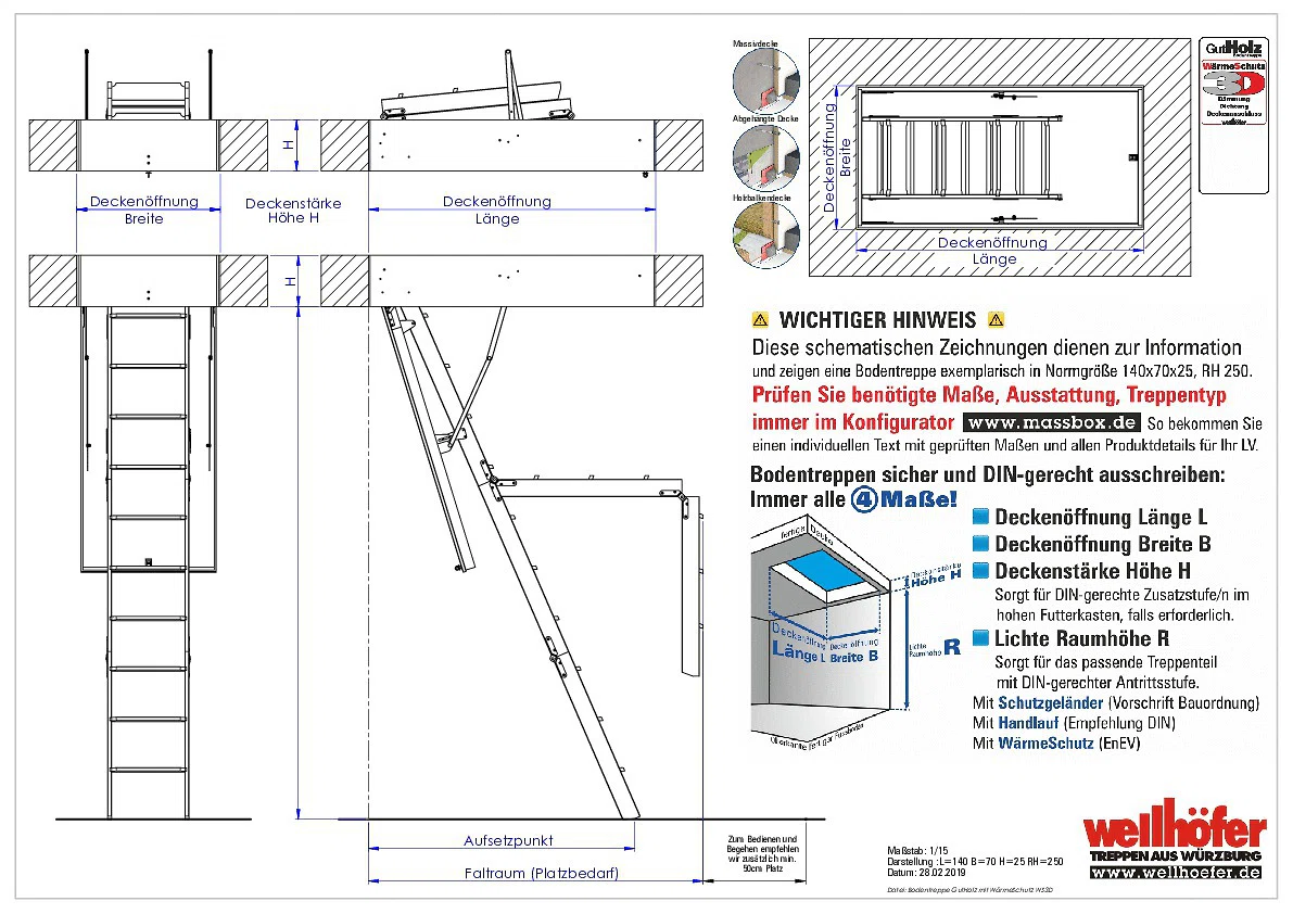 Bodentreppe GutHolz mit WärmeSchutz WS3D
