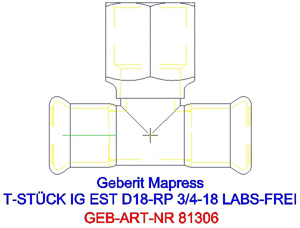 GE Mapress Edelstahl T-Stück mit IG (LABS-frei) d18-Rp3/4-18_81306_A