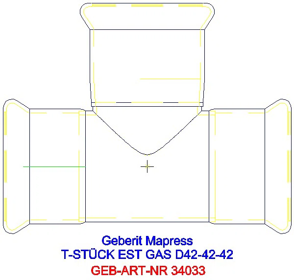 GE Mapress Edelstahl T-Stück egal (Gas) d42-42-42_34033_A