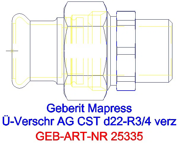 GE Mapress C-Stahl Übergangs- verschraubung mit AG d22-R3/4 verzinkt_25335_A