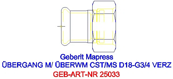 GE Mapress C-Stahl Übergang mit Überwurfmutter d18-G3/4 verzinkt_25033_A