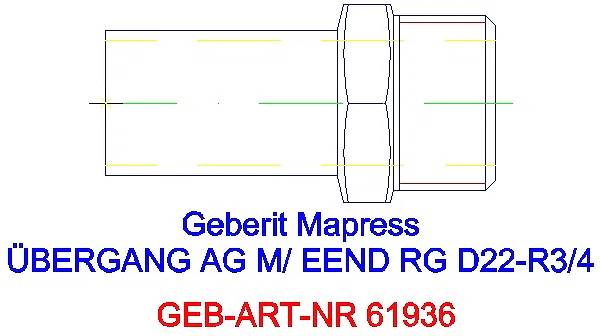 GE Mapress Kupfer Übergang mit AG und Einschubende Rg d22-R3/4_61936_A