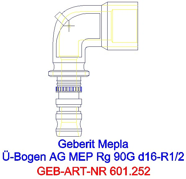 GE Mepla Übergangsbogen 90Gr mit AG Rg d16-R1/2_601.252.00.5_L
