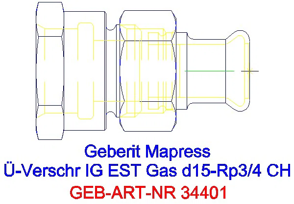 GE Mapress Edelstahl Übergangsverschr. mit IG (Gas) d15-Rp3/4_34401_A
