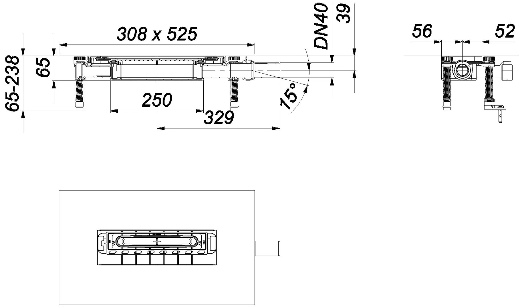 DALLMER Ablaufgehäuse DallFlex 2.0 Plan, DN 40