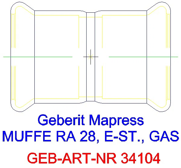 GE Mapress Edelstahl Muffe d28 (Gas)_34104_A