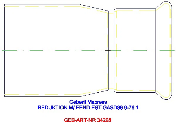 GE Mapress Edelstahl Reduktion mit Einschubende (Gas) d88.9-76.1_34298_L