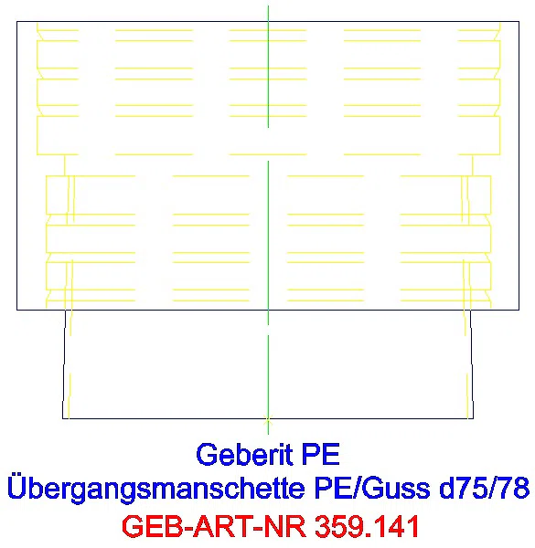 GE PE Übergangsmanschette auf Guss mit Stützring d75/78_359.141.00.1_L