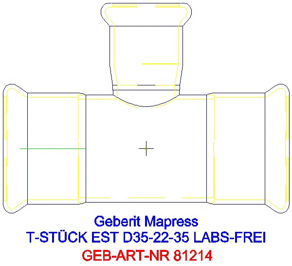 GE Mapress Edelstahl T-Stück reduziert (LABS-frei) d35-22-35_81214_A