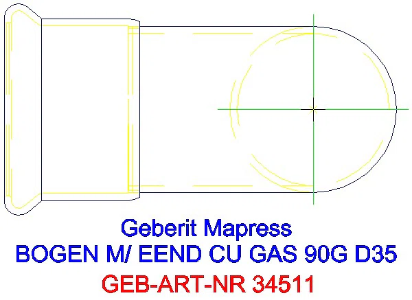GE Mapress Kupfer Bogen 90Gr mit Einschubende (Gas) d35_34511_G