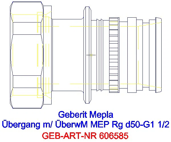 GE Mepla Übergang mit Überwurfmutter Rg d50-G1 1/2_606.585.00.5_A