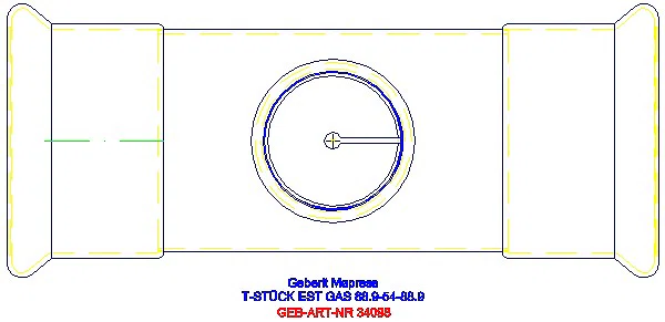 GE Mapress Edelstahl T-Stück reduziert (Gas) d88,9-54-88,9_34098_G