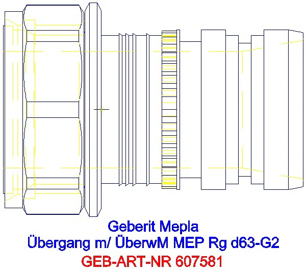 GE Mepla Übergang mit Überwurfmutter Rg d63-G2_607.581.00.5_A