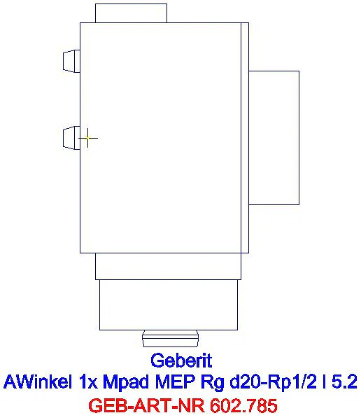 GE Mepla Anschlusswinkel 90Gr vormont. schallgedämmt einfach Rg d20-Rp1/2_602.785.00.5_L