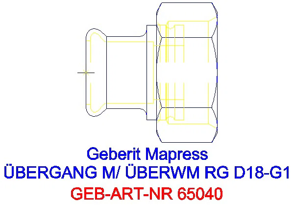 GE Mapress Kupfer Übergang mit Überwurfmutter Rg d18-G1_65040_A