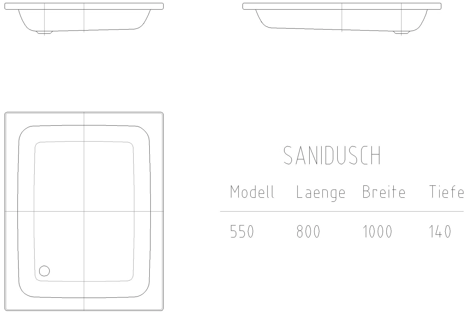 KALDEWEI SANIDUSCH Duschfläche, 800x1000x32 mm, Modell-Nr: 550