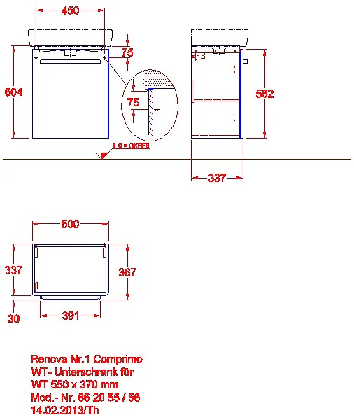 Renova Compact Unterschrank für WT mit 1 Tür, 50x60,4x36,7cm, weiß_kgv_r1_compri_862055