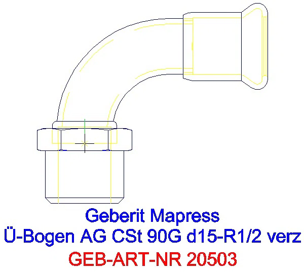GE Mapress C-Stahl Übergangsbogen 90Gr mit AG d15-R1/2 verzinkt_20503_L
