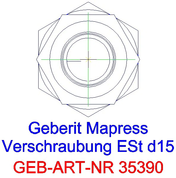GE Mapress Edelstahl Verschraubung mit Überwurfmutter aus ESt d15_35390_L