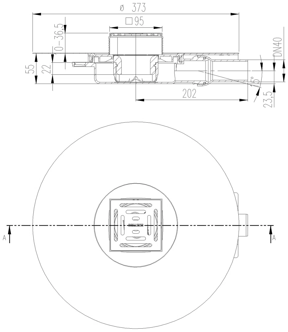 DALLMER Bodenablauf DallDrain Pure Plan OM, DN 40, 100 x 100 mm