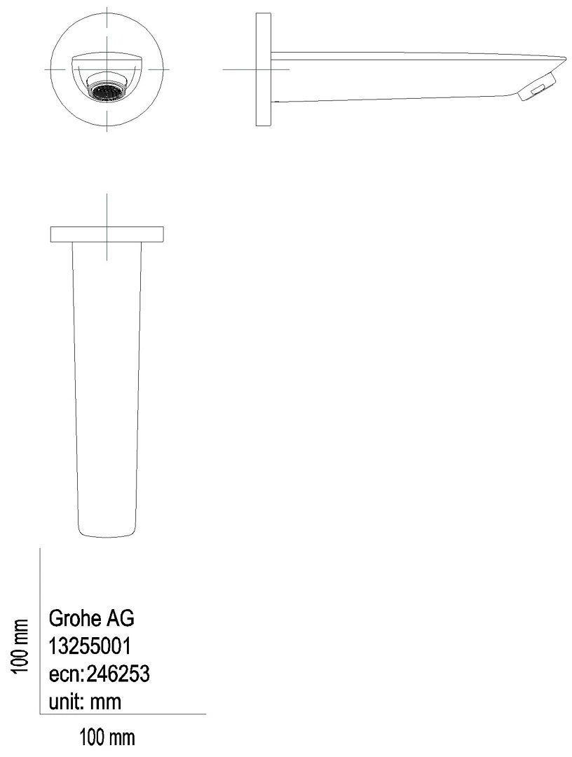 GROHE Wanneneinlauf Bau Cosmopolitan 13255_1 Wandmontage Ausladg. 171mm chrom