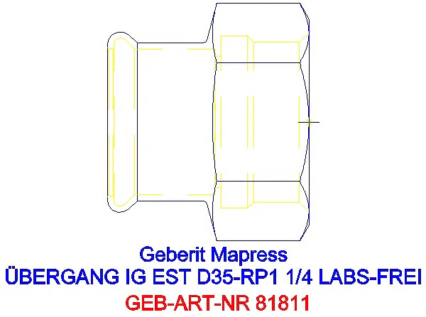 GE Mapress Edelstahl Übergang mit IG (LABS-frei) d35-Rp1 1/4_81811_G