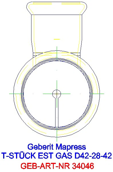 GE Mapress Edelstahl T-Stück reduziert (Gas) d42-28-42_34046_L