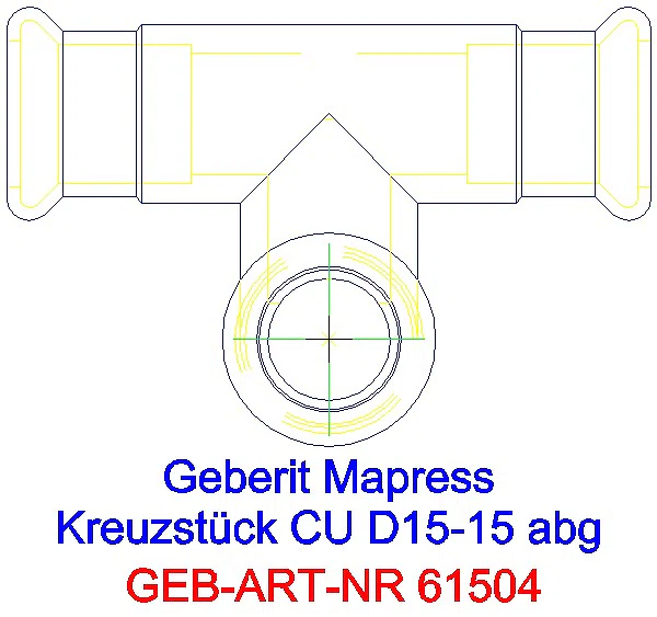 GE Mapress Kupfer Kreuzstück abgesetzt d15-15-15_61504_L