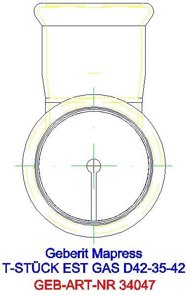 GE Mapress Edelstahl T-Stück reduziert (Gas) d42-35-42_34047_L