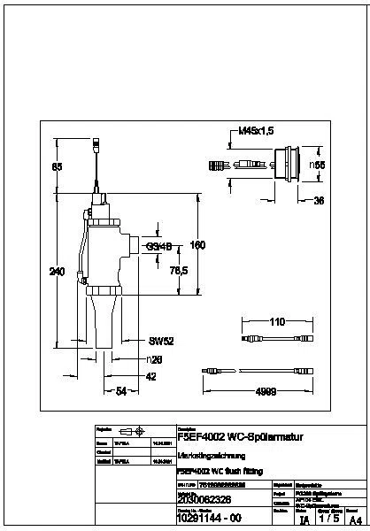 WC-Spüler, F5, elek., DN20, Hinterwandmontage, f. Batt./Netzteil, F5EF4002