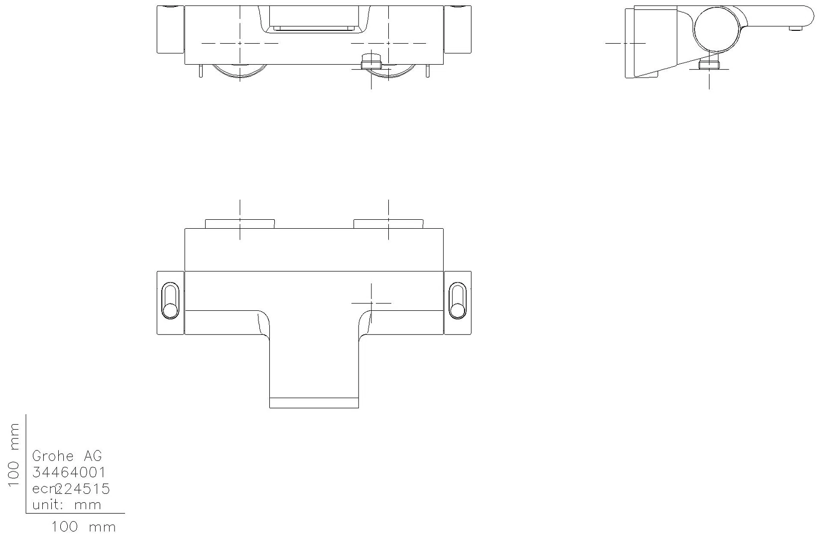 GROHE THM-Wannenbatterie Grohtherm 2000 34464_1 Wandmontage mit Ablage chrom