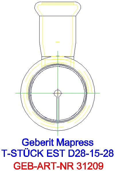 GE Mapress Edelstahl T-Stück reduziert d28-15-28_31209_L