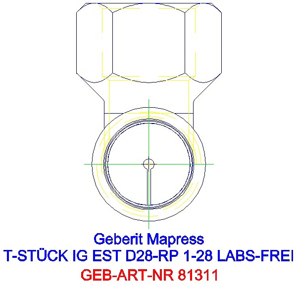 GE Mapress Edelstahl T-Stück mit IG (LABS-frei) d28-Rp1-28_81311_L
