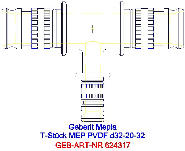 GE Mepla T-Stück reduziert PVDF d32-20-32_624.317.00.5_A